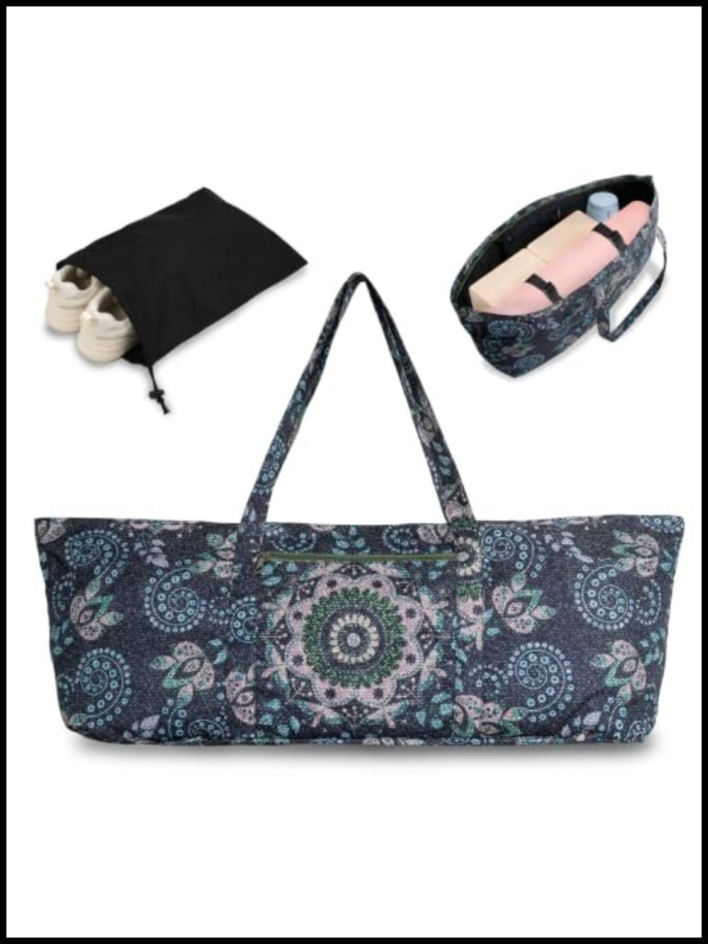 Waterproof Yoga Mat Bag Tote with Zipper Pockets & Drawstring
